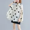 Kvinnors blusar sommarmode plus size gata urban stil chiffong tyg polka dot kortärmad skjorta lös casual lapel trend tops