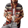 Erkek Sweaters Erkekler Sonbahar ve Kış Fermuarı Hardigan Ceket Yakası Jacquard Sweater 231201