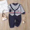 Rompertjes Geboren Baby Romper 2023 Herfst Lange Mouwen Bowtie Stijl Meisje Kleding Kleine Zachte Man Baby Babe Jumpsuits 231201