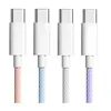 Câble de données Macaron double type-C câble de données tressé de charge rapide C à C 60W 100cm câble de charge chargeur cordon de données pour iphone 15 Samsung Xiaomi Huawei