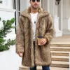 Männer Pelz Faux Mode Herren Mantel Lange Mäntel Solide Verdickte Warme Square Neck Langarm Jacke für Männer Kleidung Strickjacken 231201