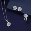 Solitaire Lab Set di gioielli con diamanti 925 Sterling Silver Party Anelli di nozze Orecchini Collana per le donne Gioielli da sposa Moissanite251S