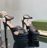 Sandalen Damesschoenen Damessandalen met hoge hakken Luxe ontwerpers Strassgesp Verfraaid enkelbandje 105 mm Avond Slingback sandaal fabrieksschoeisel ga