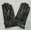 Gants en cuir hivernal masculin gants de marque noire douce chaude gants de ski à vélo extérieur