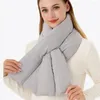 Écharpes d'hiver écharpe de cou double tube coton rempli de coton extérieur coupe-vent épais chaud facile pour les femmes faux col