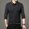 Herrpolos Autumn Youth Solid Polo Shirt Casual Fashion Long Sleeve Standing Neck Elastic Fake Two Pieces Men Clothing 231202