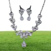 Ekopdee Luxury Brilliant Leaf Dewelry Set для женщин циркона серебряный цвет свадебное свадебное ожерель