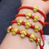 El yapımı örgülü Çin tarzı kırmızı ip bileklikler ejderha boncuklu koruma sağlığı şanslı mutluluk cazibesi doğum günü mücevher