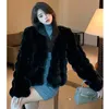 Femmes Fourrure Faux 2023 Hiver Mode Manteau Femmes Corée Chaud Plumes Manteaux Cardigan Court Manteau Dame Fête Tenues Élégantes 231201