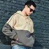 Felpe con cappuccio da uomo Felpe spesse e calde Felpa con cappuccio da uomo Autunno Inverno Felpa patchwork con cappuccio Hiphop Streetwear Pullover casual Uomo