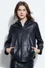 Women's Leather 2023 Spring And Autumn Short Sheepskin Casual Black Jacket With Genuine Coat