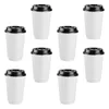 Disposable Cups Straws 50 Pcs Insulated Coffee Tumbler Lids Takeaway Treated Paper Tableware