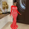 Urban Sexy Dresses Sexig Rhinestone Crystal Mesh Se genom Maxi Dress Sparkle Womens Birthday Night Clubwear Long Party Dresses T231202