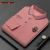 Męska Polos Koreańska Modna T-shirt Polo Polo Długie rękawy Haftowa koszulka polo Lapel Oddychana górna streetwear Lose Ropa Hombres 231202