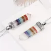 7 Chakra Sword Necklace Men Healing Natural Stone White Crystal Hexagonal Pendant Amulet Jewelry 2024 Nyårsgåva