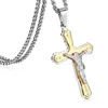 Mode Mannen Jezus Sieraden Crystal Cross Kruisbeeld Hanger Kettingen Rvs ketting voor Mannen Goud Kleur Ketting Jewelry2971