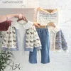 Ensembles de vêtements olekid 2023 printemps automne 3pcs Girls Vêtements Set Cardigan Mabet de pull à manches longues Pantalons de jeans lavés Baby Girls Clothel231202