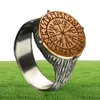 Drop Gothic Style Nordic Mythological Compass Silvery Gold Viking Pierścień Luksusowa osobowość Loki dla mężczyzn Prezent Anel6492065