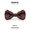 Bow Ties 결혼식 신랑들 남자 남자 부르고뉴 버드 윌로우 프린트 나비 넥타이 넥타이 넥타이 넥타이 231202