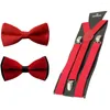 Bow Ties Men Solid, wstępnie związany Bowtie Tie Elastyczne klips z zawieszeniem Y na zestawie Brace BWSET0305