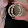 Boucles d'oreilles créoles couleur argent doré, grandes et belles boucles d'oreilles simples en cristal C, vente en gros, 2023