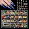 Decorazioni per nail art 240 pezzi/scatola Nail art di Natale Tipo di forme Fascino 3D in lega metallica con strass Punte per unghie Decorazioni per manicure fai da te 231202