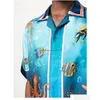 Koszulki męskiej sukienki Casablanca Designer Button Up Mens Silk Shirt Casual Hawaii Short Sleeve Beach Casablanc S Delivery Firma C Dhbov