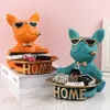 Decorative Objects French Bulldog Decorative Tray Home Room Table Decoration Accessory Decorative Resin Dog Statue Decor Animal Miniature Figurines 231201