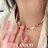 Pendants Colorful Beaded Necklace Sterling Silver Tiny Minimalist Simple Natural Stone Crystal Gemstone Beads Y2K Trendy Jewelry