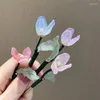 Hair Clips Chinese Style Flowers Stick For Women Vintage Cute Metal Tulip Hairpin Headwear Fashion Jewelry Accessories 2023