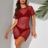 Men's T Shirts Women's Long Short Sleeve Casual Tops Dress See Through Crop Sheer Mesh Underwear Lingerie For Women 5x