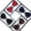 Bow Ties Business office formal pattern bow knot for men's double-layer suit bridegroom's British diamond inlaid bow tie 231202