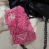 Coque de téléphone pour iPhone, étui de téléphone en peluche rose doux de luxe, classique, résistant aux chocs, pour hommes et femmes, 13 11 12 Pro 7 8 X Xs yucheng06