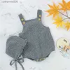 Ensembles de vêtements Bébé printemps automne vêtements ensemble tricoté barboteuse Triangle entrejambe bouton une pièce combinaison + chapeaux enfant en bas âge bébé garçons filles 2 pièces L231202