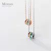 Modian Kleurrijke Regenboog Meerlaagse Ronde Hanger Ketting voor Vrouwen Cadeau Verstelbare Sterling Zilver 925 Ketting Fijne Sieraden 2102842