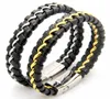 Bracelets de créateur uniques en acier inoxydable, cadeau pour hommes, en cuir noir, fermoir magnétique tricoté, bijoux pour hommes 3568697