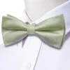 Laços hi-tie jacquard sólido verde bowties para homens seda borboleta gravata hanky abotoaduras festa de casamento presente bowtie atacado