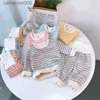 Clothing Sets Baby Girl Clothes Sets Autumn Winter Boy Striped Suits Children Padded Thermal Underwear Outfits Kids Top Bottom Clothing 1-5yrsL231202