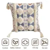 Almohada decorativa funda de almohada bohemia estilo étnico funda de tiro geométrico con borlas chic algodón sofá dormitorio decoración cubierta