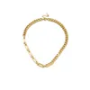 2023 New Simple Hollow 18k Gold Plated Stainless Steel Cuban Link Chain Necklace and Bracelet Jewelry Set For Women