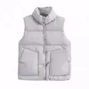 Gilet da donna Autunno Colletto in piedi Elegante piumino Caldo cintura casual senza maniche Moda invernale Canotta bianca giacca 231202