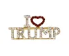 TRUMP Kristall-Strasssteine, einzigartiges Design, Buchstaben-Brosche, rotes Herz, Buchstabe „I Love Trump“, Anstecknadel mit Worten, für Damen und Mädchen, Mantel, Kleid, Schmuck