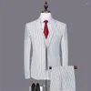 Men's Suits 2023 Spring And Autumn Korean Fit Three Piece Set Fashion Fancy Suit Host Performance Dress Groom
