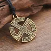 Vintage Viking-stijl ketting Runewiel symbool Amulet ketting Legering verstelbaar touw Necklace317Q