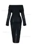 Urban Sexy Dresses spets ruffle kvinnor sexig bodycon maxi klänning snedstreck från axel långärmad enkelbröst slim klubbfestklänningar streetwear t231202