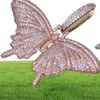Collier pendentif papillon rose animal avec chaîne or rose or argent zircon cubique hommes femmes hip hop rock bijoux 307Y3141512