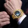 Relógios de pulso Binbond Design Moda Azul Planeta Dial Relógio de Quartzo para Homens Aço Inoxidável À Prova D 'Água Mens Relógios Top Clock