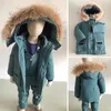 Down Coat Baby Girls Snowsuit Coat Children Winter Down Passar varm riktig päls krage för pojke förtjockar barnen parkas outwear 1-4 år 231202