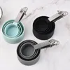 Herramientas de medición, juego de tazas y cucharas de acero inoxidable, accesorios para hornear de 8 piezas, utensilios de cocina de plástico con mango