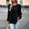 Solid color shirt women's temperament casual long-sleeved top